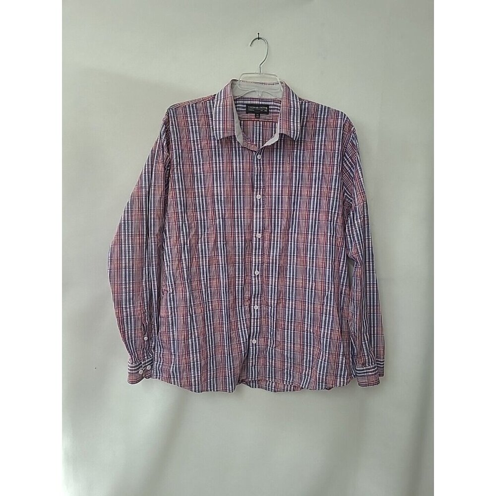 Thomas Payne Shirt Mens 3XL Red Blue Plaid Casual Office‎ Preppy Americana